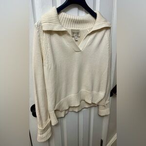 INDUSTRY Women's Collared V Neck Oversized Sweater in Cream